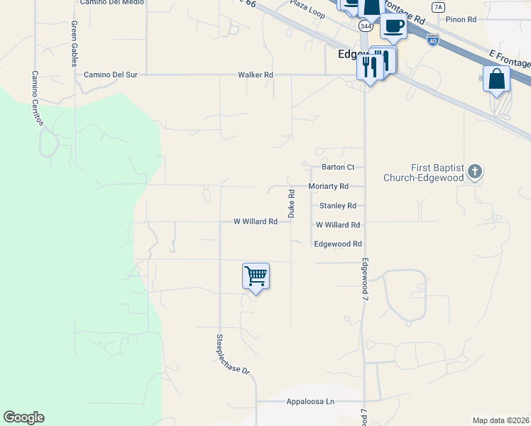 map of restaurants, bars, coffee shops, grocery stores, and more near 30 West Willard Road in Edgewood