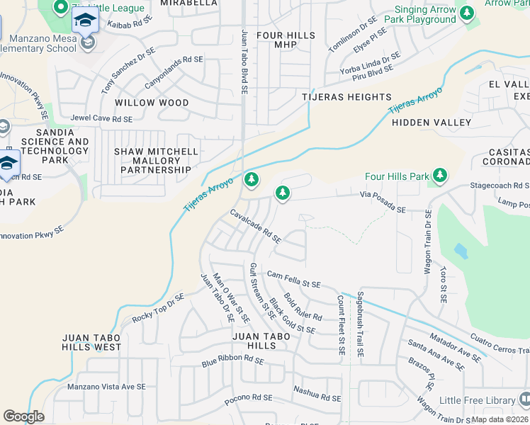 map of restaurants, bars, coffee shops, grocery stores, and more near 1528 Borrego Drive Southeast in Albuquerque