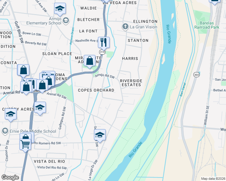 map of restaurants, bars, coffee shops, grocery stores, and more near 829 Emmason Drive in Albuquerque