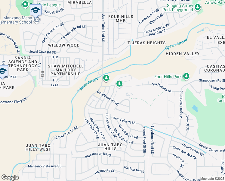 map of restaurants, bars, coffee shops, grocery stores, and more near 1528 Borrego Drive Southeast in Albuquerque