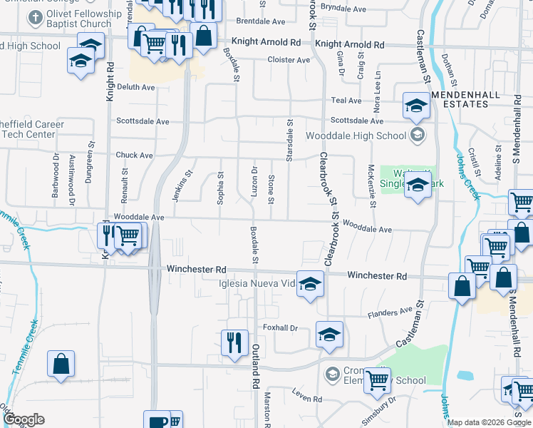 map of restaurants, bars, coffee shops, grocery stores, and more near 3479 Stone Street in Memphis