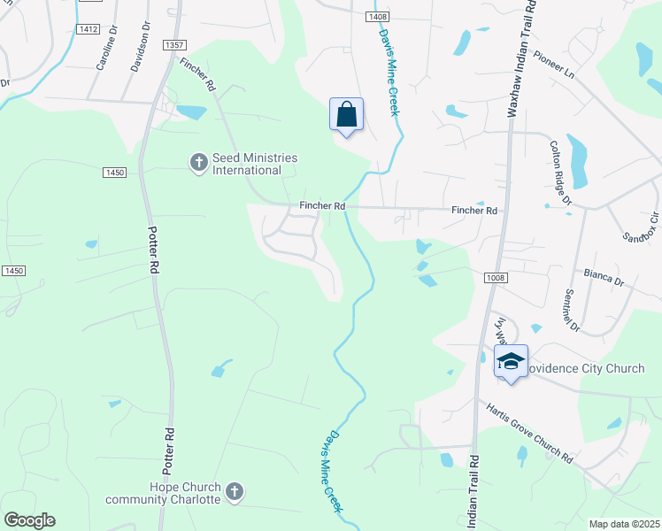 map of restaurants, bars, coffee shops, grocery stores, and more near 5716 Parkstone Drive in Matthews