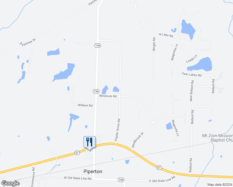 map of restaurants, bars, coffee shops, grocery stores, and more near 165 Windover Road in Collierville
