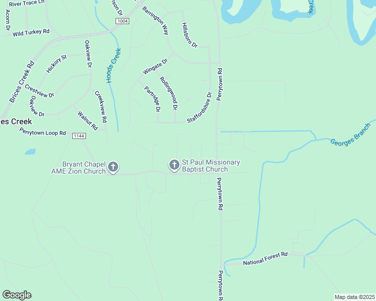 map of restaurants, bars, coffee shops, grocery stores, and more near 109 Perry Meadows Drive in New Bern