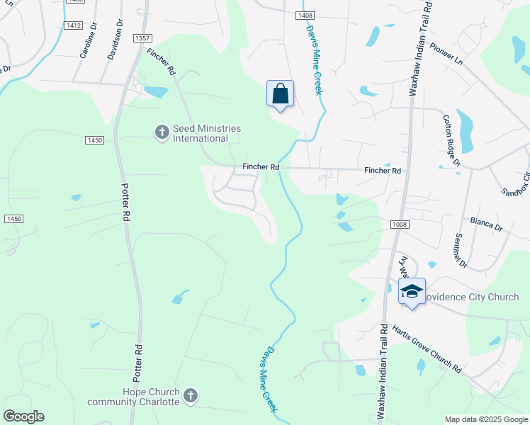 map of restaurants, bars, coffee shops, grocery stores, and more near 5718 Parkstone Drive in Matthews