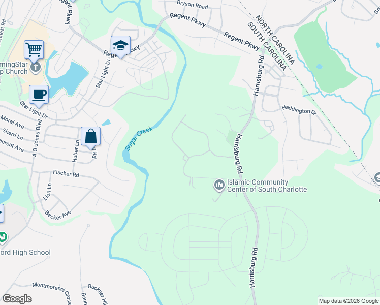 map of restaurants, bars, coffee shops, grocery stores, and more near 2413 Sommerton Glen in Indian Land