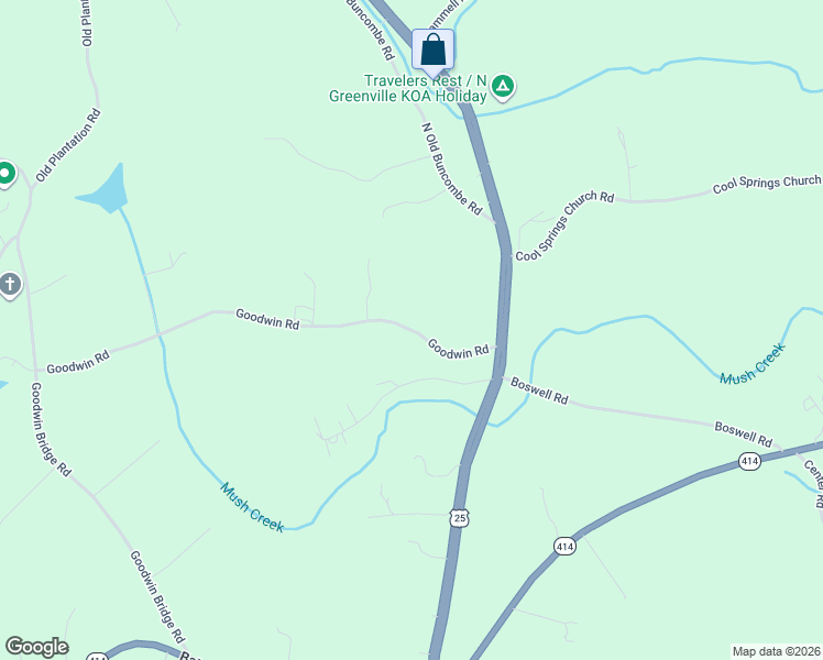 map of restaurants, bars, coffee shops, grocery stores, and more near 291 Goodwin Road in Travelers Rest