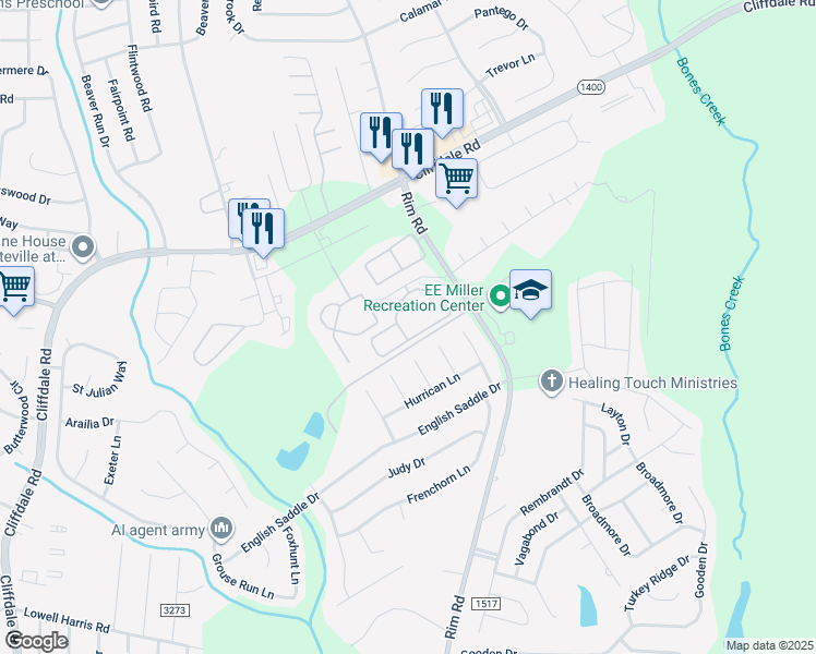 map of restaurants, bars, coffee shops, grocery stores, and more near 1325 Yellow Ribbon Drive in Fayetteville