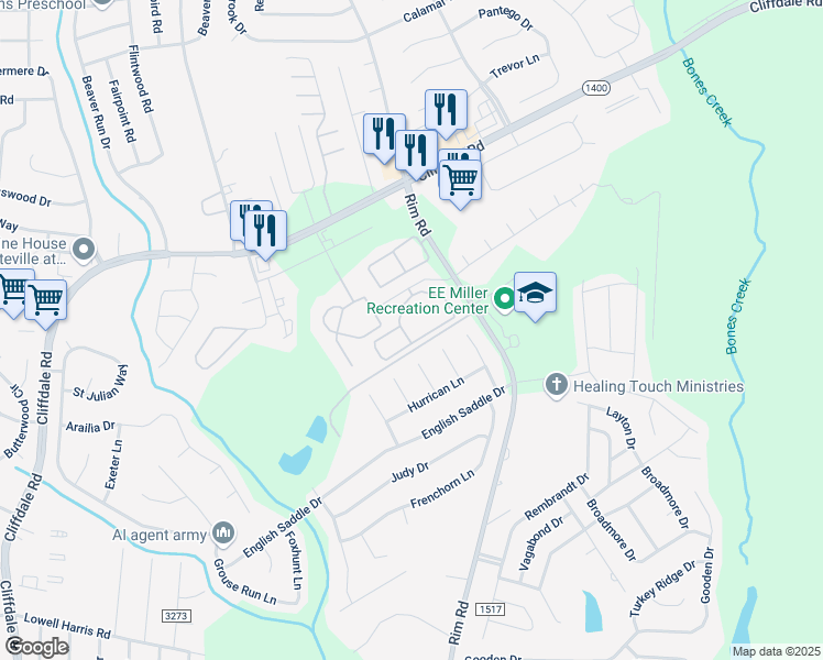 map of restaurants, bars, coffee shops, grocery stores, and more near 8378 Olted Road in Fayetteville