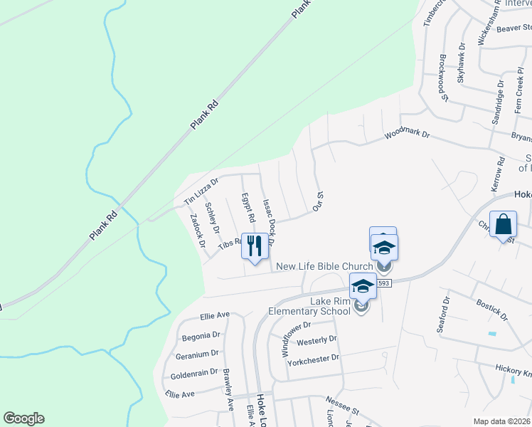 map of restaurants, bars, coffee shops, grocery stores, and more near 934 Issac Dock Drive in Fayetteville
