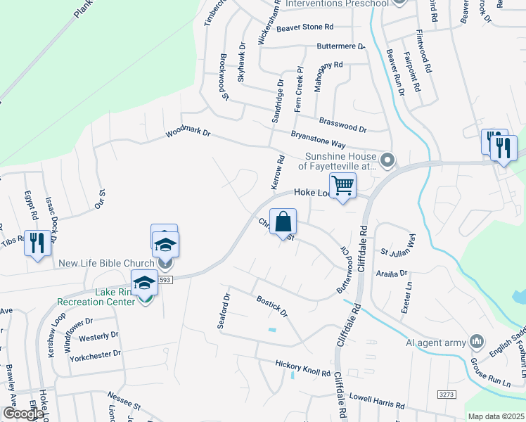 map of restaurants, bars, coffee shops, grocery stores, and more near 1187 Hoke Loop Road in Fayetteville