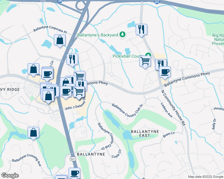 map of restaurants, bars, coffee shops, grocery stores, and more near 13706 Summit Commons Boulevard in Charlotte