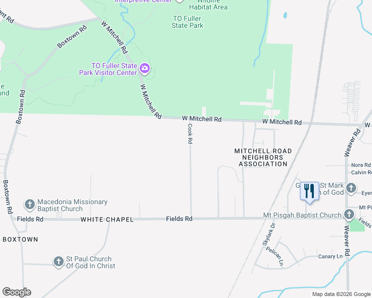 map of restaurants, bars, coffee shops, grocery stores, and more near 3425 Cook Road in Memphis