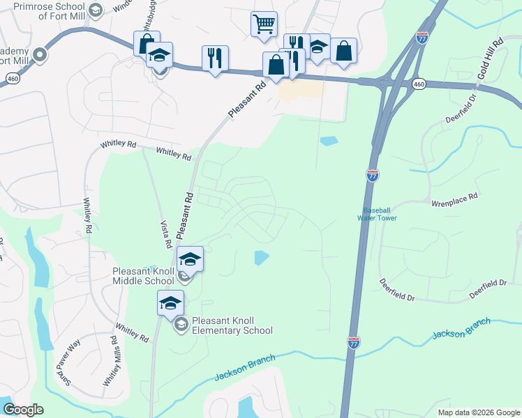 map of restaurants, bars, coffee shops, grocery stores, and more near 1935-2041 Vista Road in Fort Mill