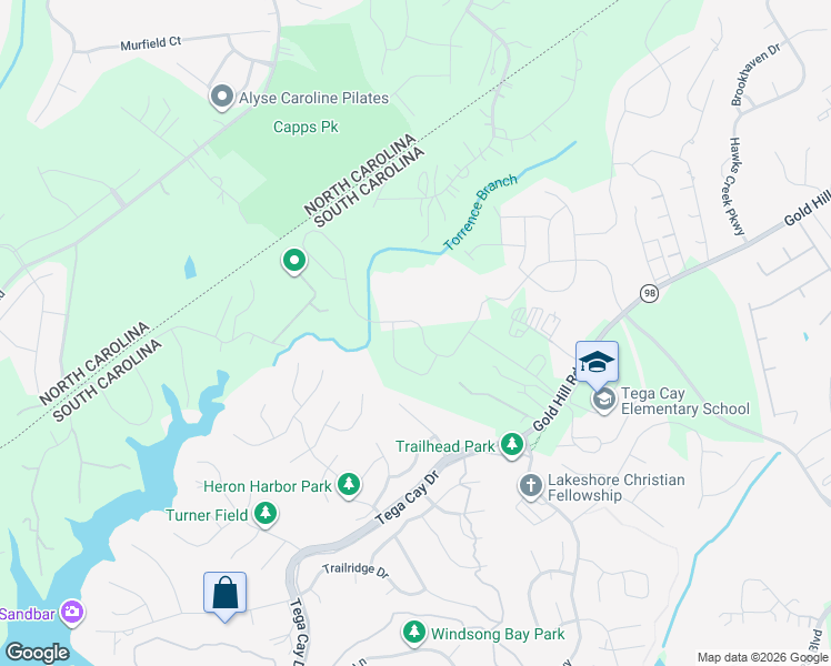 map of restaurants, bars, coffee shops, grocery stores, and more near 2226 Holbrook Road in Fort Mill