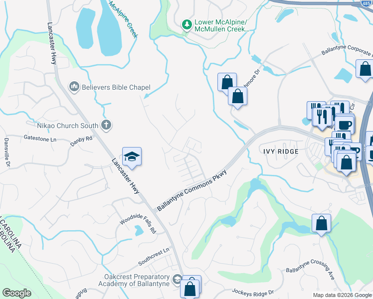 map of restaurants, bars, coffee shops, grocery stores, and more near in Charlotte