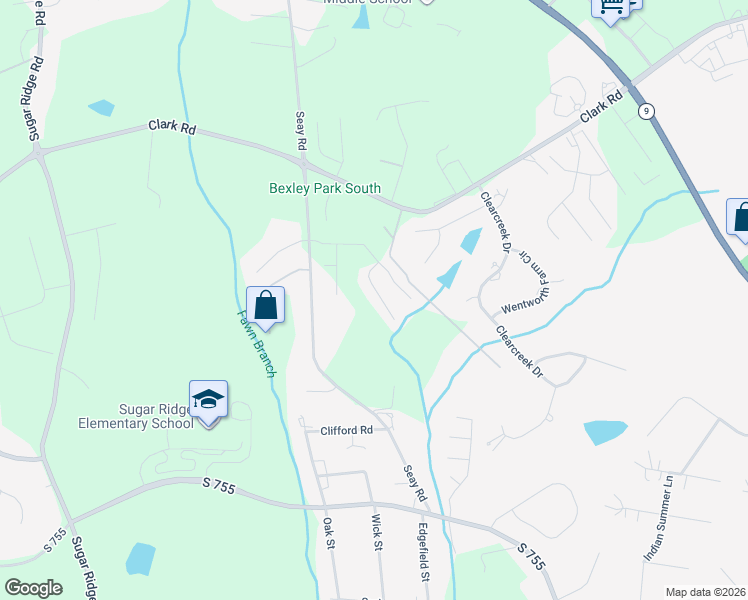 map of restaurants, bars, coffee shops, grocery stores, and more near 2024 Ivy Cottage Path in Boiling Springs