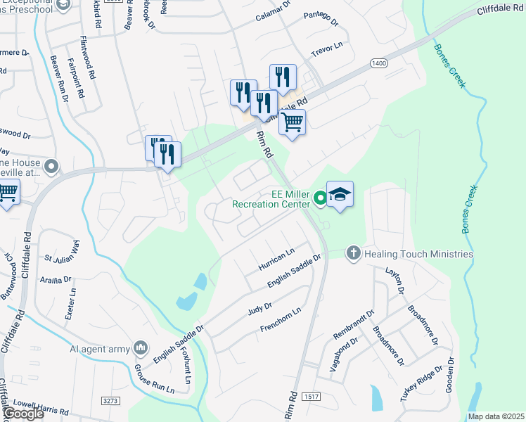 map of restaurants, bars, coffee shops, grocery stores, and more near 1325 Yellow Ribbon Drive in Fayetteville