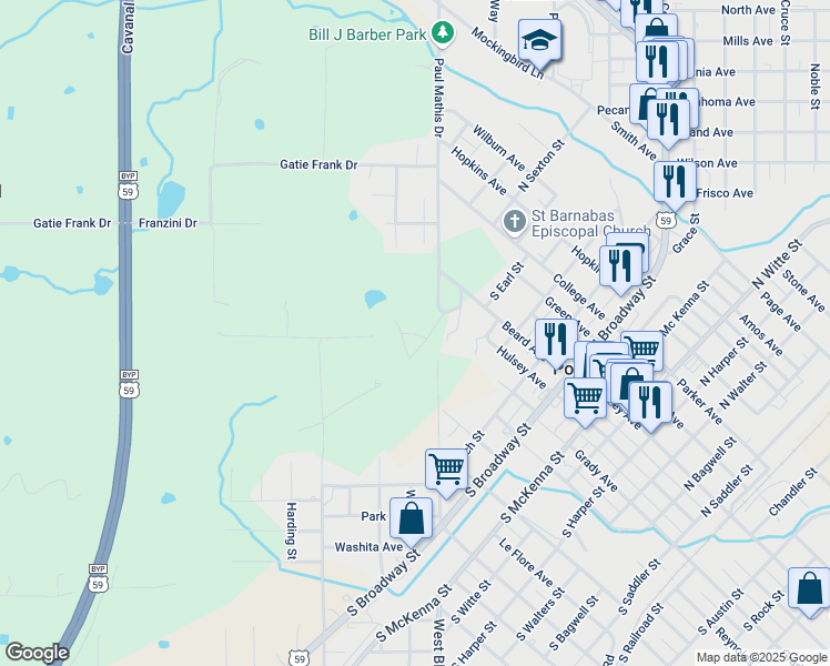 map of restaurants, bars, coffee shops, grocery stores, and more near in Poteau