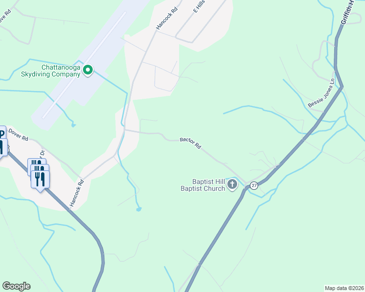 map of restaurants, bars, coffee shops, grocery stores, and more near 571 Rector Road in Jasper