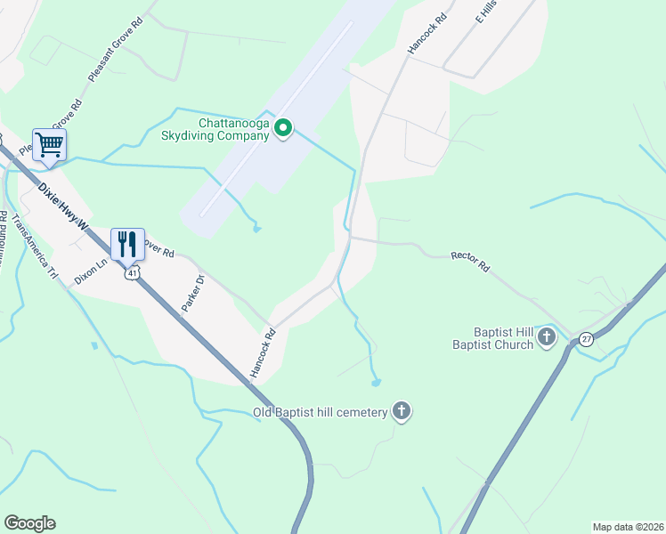 map of restaurants, bars, coffee shops, grocery stores, and more near 515 Hancock Road in Jasper