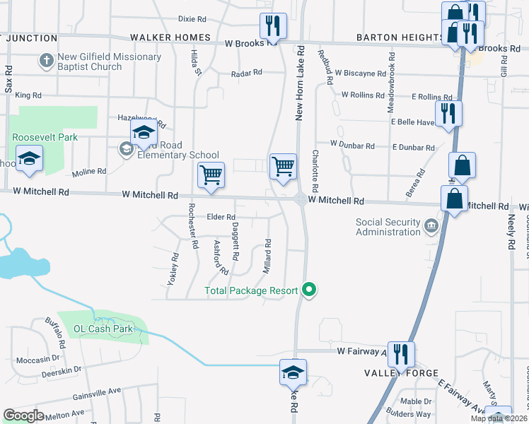 map of restaurants, bars, coffee shops, grocery stores, and more near 236 Elder Road in Memphis