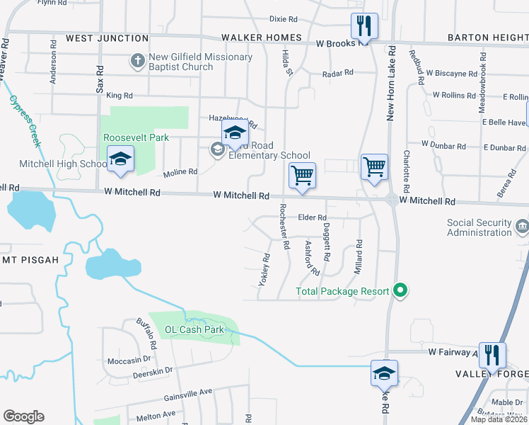 map of restaurants, bars, coffee shops, grocery stores, and more near 370 Elder Road in Memphis