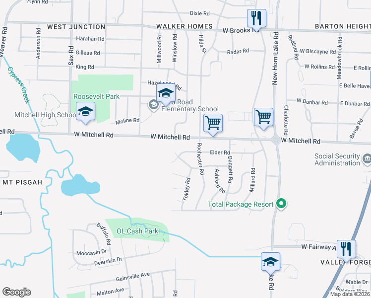 map of restaurants, bars, coffee shops, grocery stores, and more near 370 Elder Road in Memphis