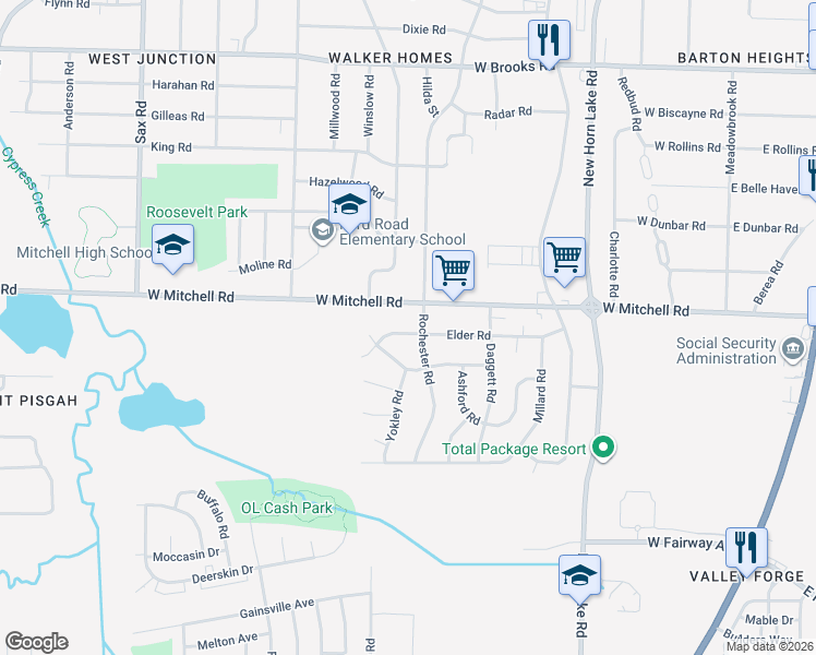 map of restaurants, bars, coffee shops, grocery stores, and more near 370 Elder Road in Memphis