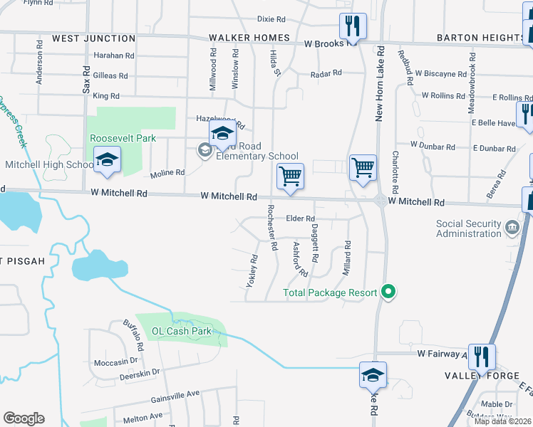 map of restaurants, bars, coffee shops, grocery stores, and more near 370 Elder Road in Memphis