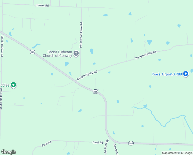 map of restaurants, bars, coffee shops, grocery stores, and more near 301 Arkansas 286 in Conway