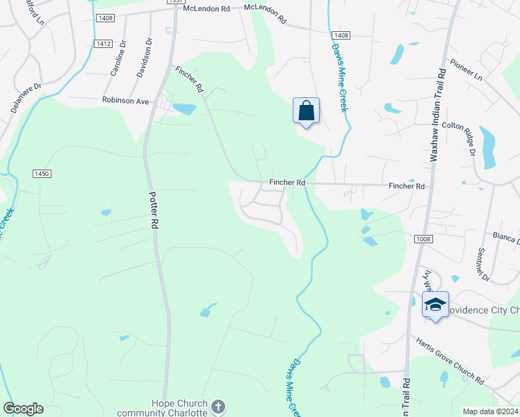 map of restaurants, bars, coffee shops, grocery stores, and more near 5711 Falkirk Lane in Matthews
