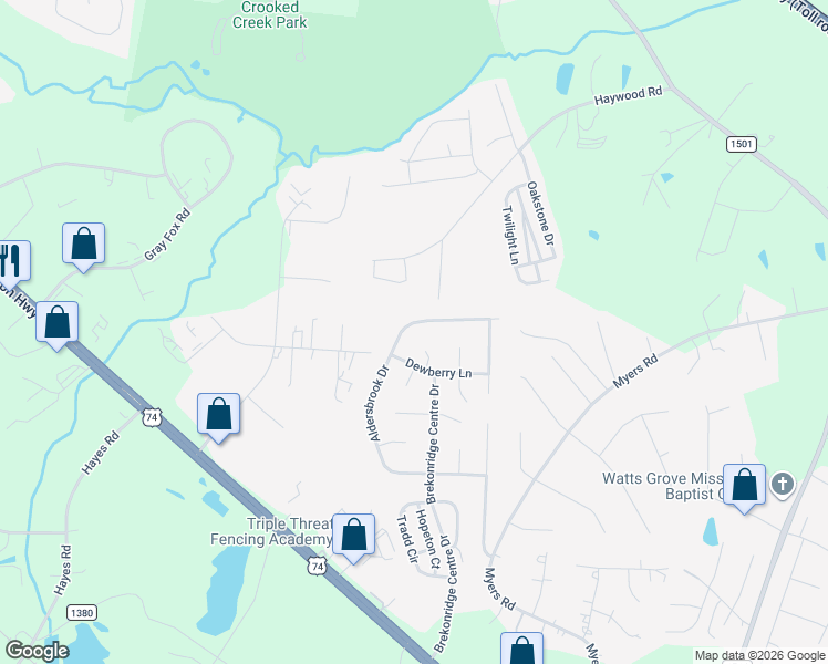 map of restaurants, bars, coffee shops, grocery stores, and more near 4924 Aldersbrook Drive in Monroe