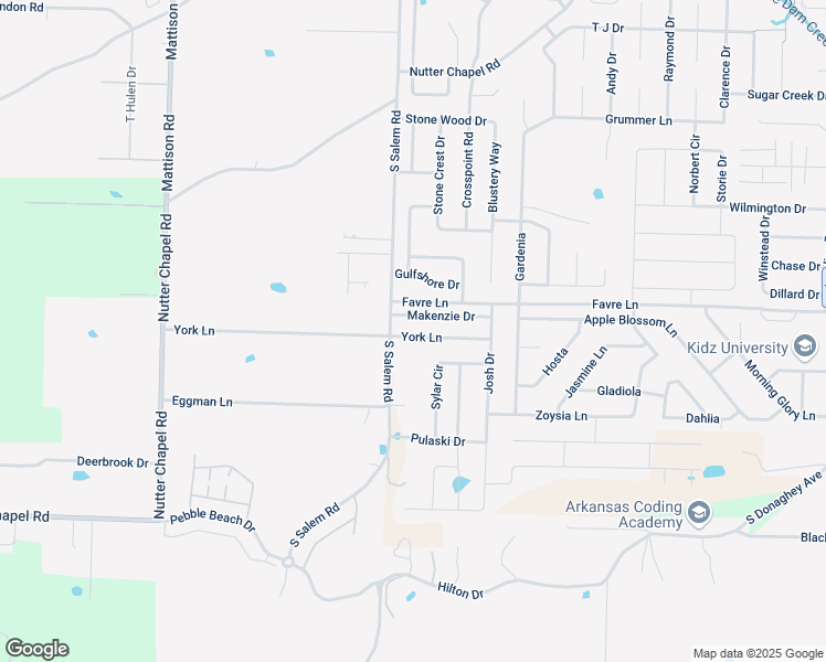 map of restaurants, bars, coffee shops, grocery stores, and more near 2840 York Lane in Conway