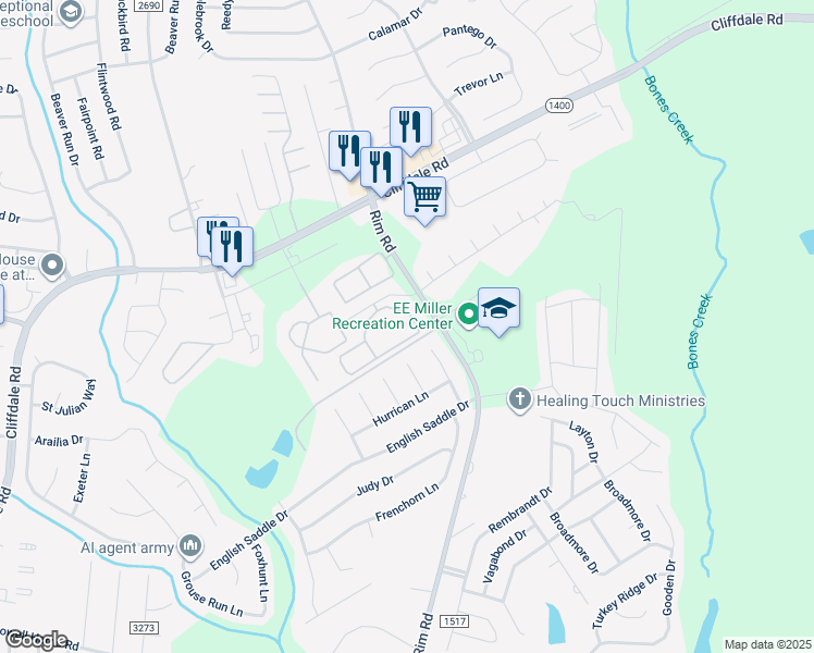 map of restaurants, bars, coffee shops, grocery stores, and more near 1465 Yellow Ribbon Drive in Fayetteville