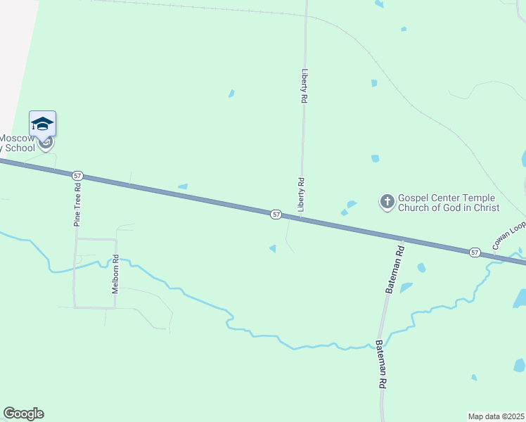 map of restaurants, bars, coffee shops, grocery stores, and more near 16555 Tennessee 57 in Moscow