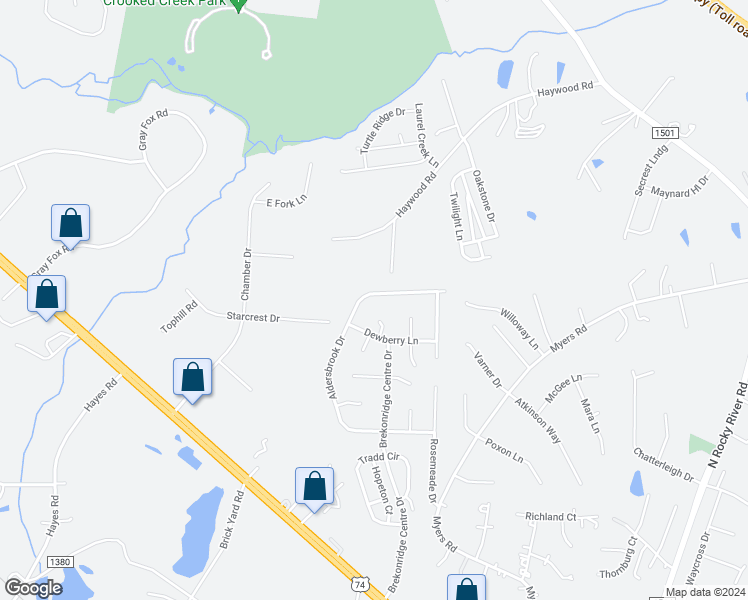 map of restaurants, bars, coffee shops, grocery stores, and more near 4932 Aldersbrook Drive in Monroe