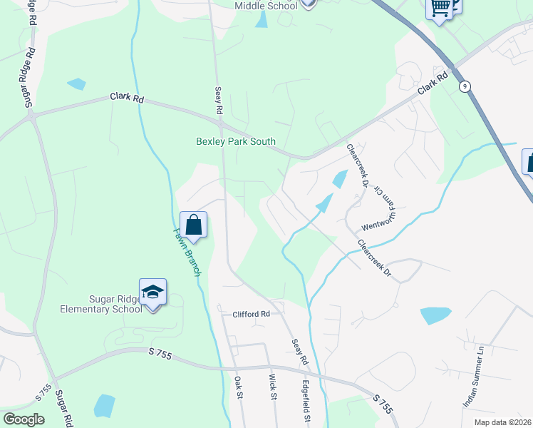 map of restaurants, bars, coffee shops, grocery stores, and more near 2024 Ivy Cottage Path in Boiling Springs