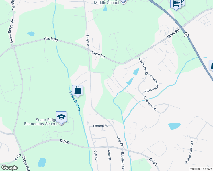 map of restaurants, bars, coffee shops, grocery stores, and more near 2024 Ivy Cottage Path in Boiling Springs