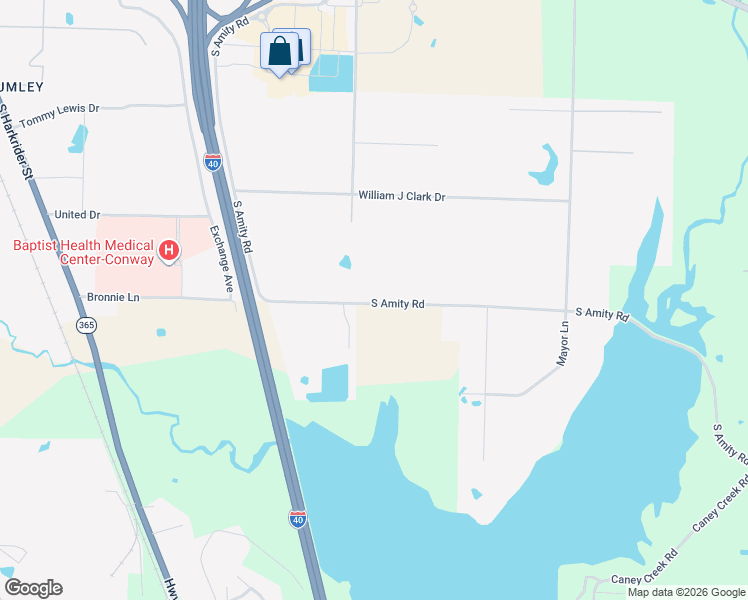 map of restaurants, bars, coffee shops, grocery stores, and more near 1698 South Amity Road in Conway
