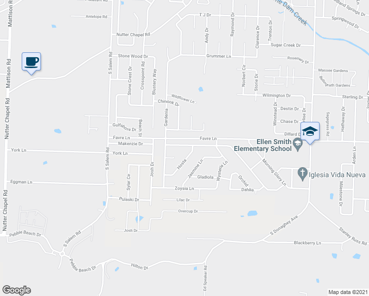 map of restaurants, bars, coffee shops, grocery stores, and more near 2615 Apple Blossom Lane in Conway