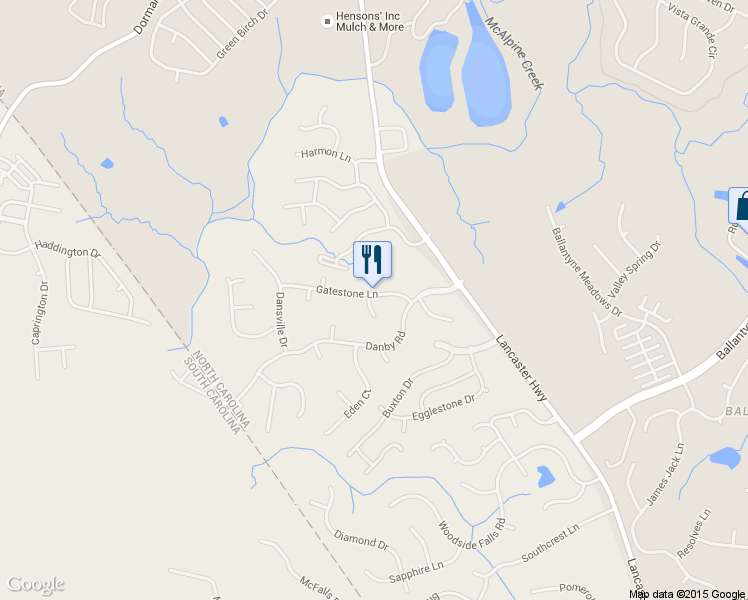 map of restaurants, bars, coffee shops, grocery stores, and more near 12101 Cotton Lane in Pineville