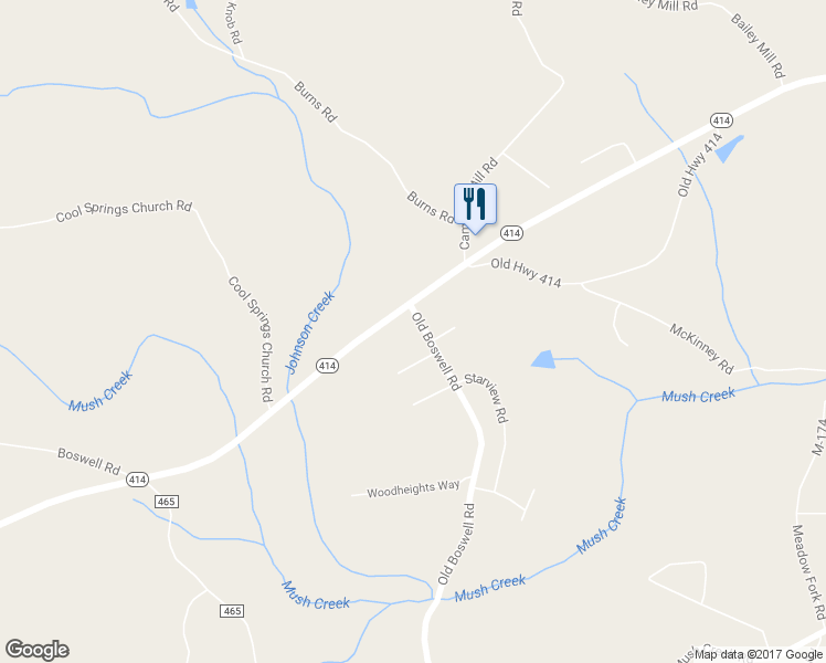 map of restaurants, bars, coffee shops, grocery stores, and more near 72 Old Boswell Road in Travelers Rest