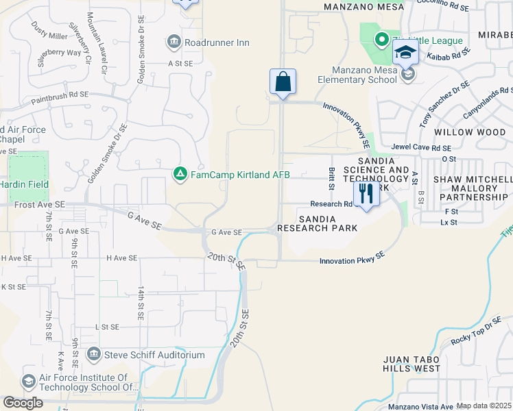 map of restaurants, bars, coffee shops, grocery stores, and more near 1515 Eubank Blvd SE in Albuquerque