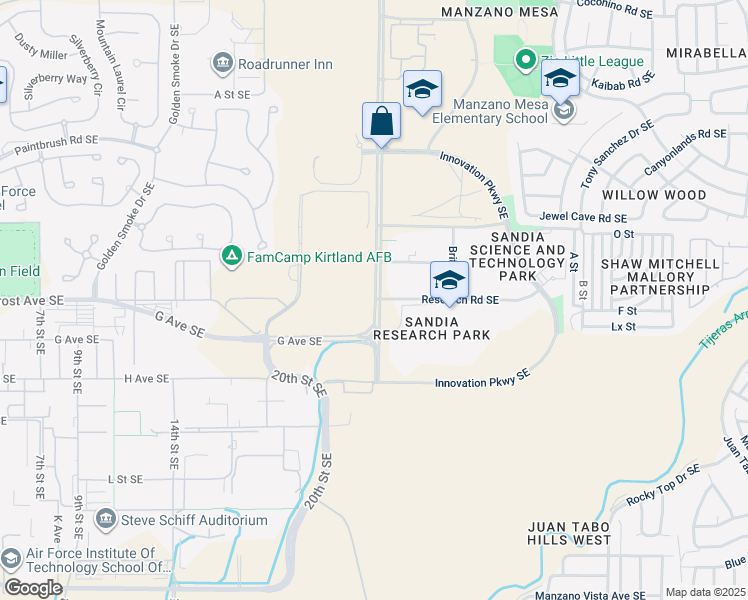 map of restaurants, bars, coffee shops, grocery stores, and more near 1515 Eubank in Albuquerque