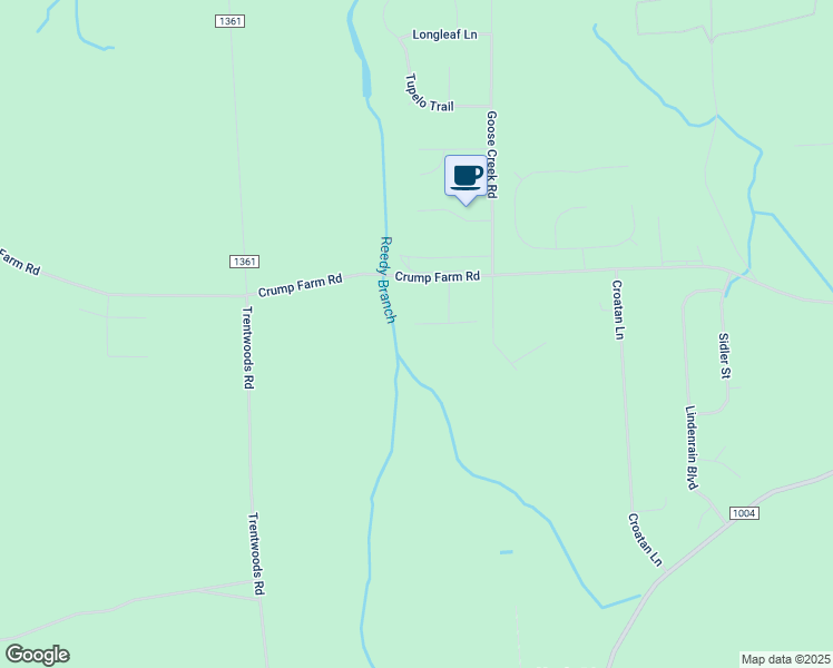 map of restaurants, bars, coffee shops, grocery stores, and more near 221 Pecan Grove Court in New Bern