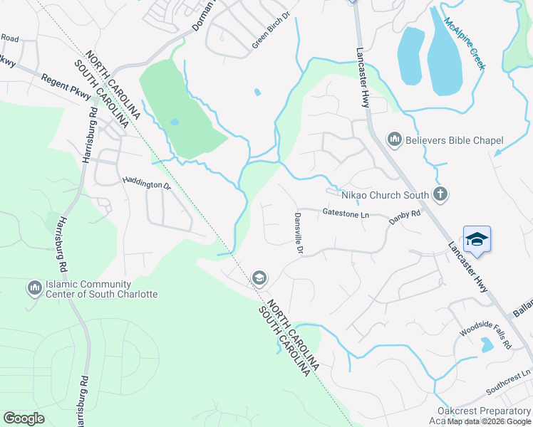 map of restaurants, bars, coffee shops, grocery stores, and more near 13221 Baker Mills Road in Pineville