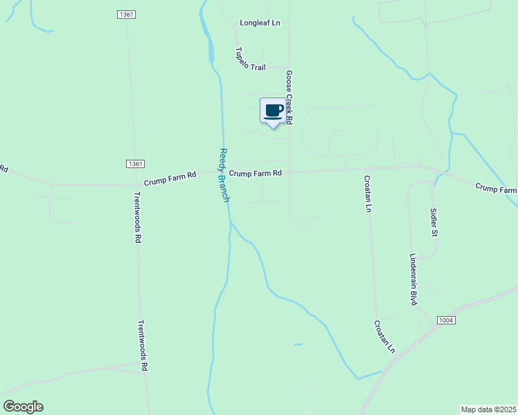 map of restaurants, bars, coffee shops, grocery stores, and more near 213 Pecan Grove Court in New Bern
