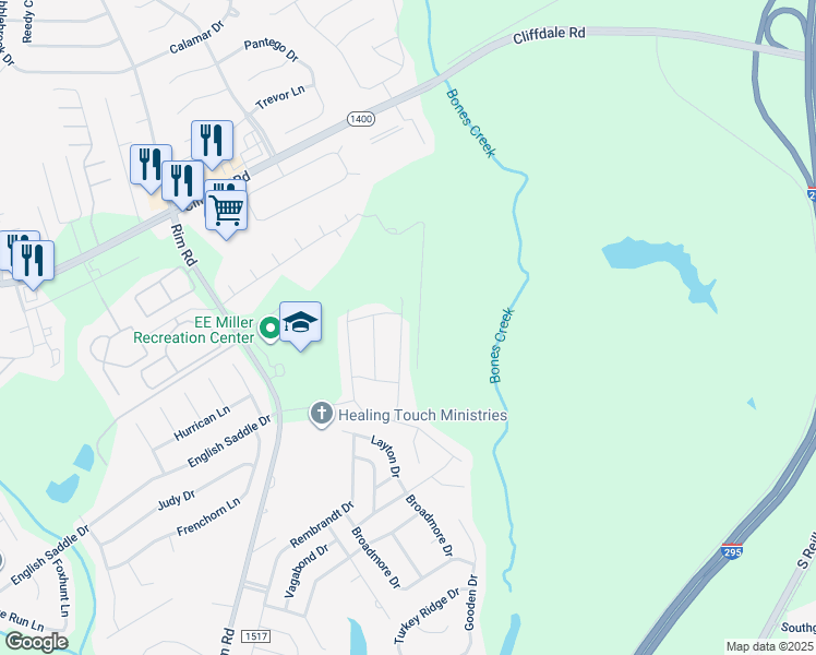 map of restaurants, bars, coffee shops, grocery stores, and more near 4858 Quiet Pine Road in Fayetteville