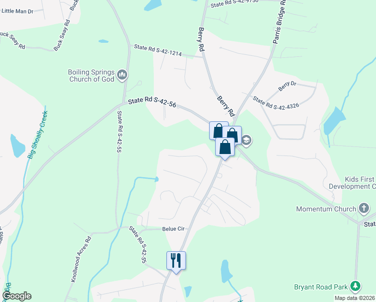 map of restaurants, bars, coffee shops, grocery stores, and more near 267 Heather Glen Drive in Boiling Springs